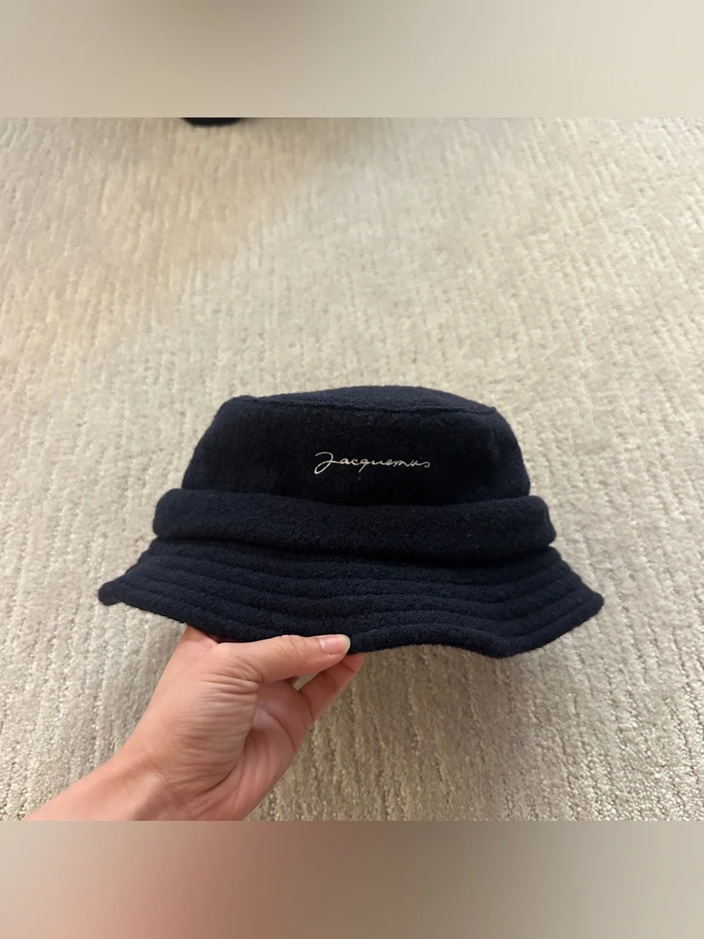 Jacquemus Navy Wool Bucket Hat